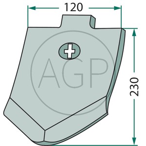 Hrot kultivátoru Delta S12D 230 x 120 x 12 mm 