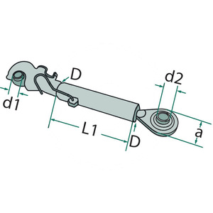 Třetí bod s okem a hákem pro John Deere o délce 530 - 725 mm a vnitřním průměru koulí 25,4 mm