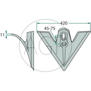 Šípová radlička kovaná v zápustce 420 x 11 mm vhodná pro těžké kultivátory Köckerling