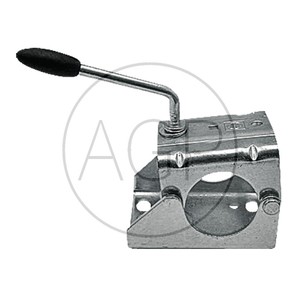 Držák opěrného kolečka přívěsu pro trubku 60 mm, pevná klika, ocelová deska