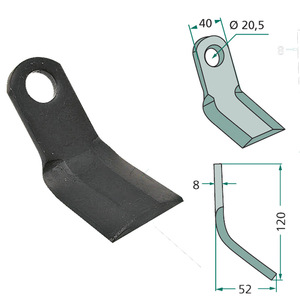 Mulčovací nůž k mulčovači Agromec, Agrimaster, Calderoni, Muratori, Orsi, Zanon, Forigo